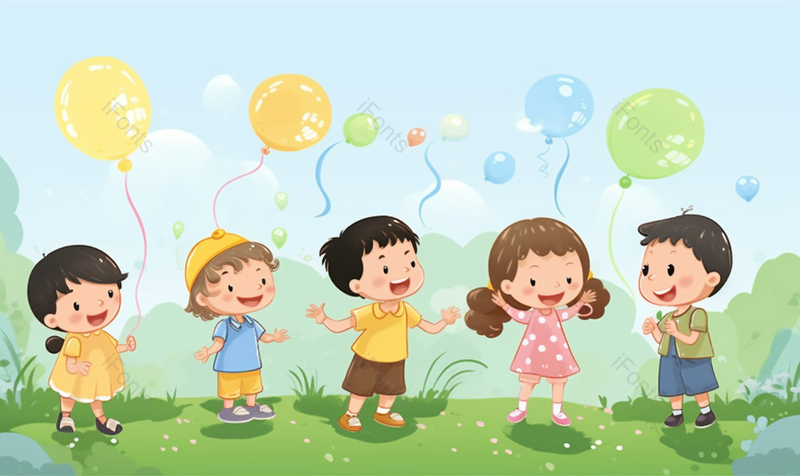 绿色六一儿童节幼儿园可爱小孩背景,插画/手绘图,插画/手绘图库,插画/手绘图下载,插画/手绘